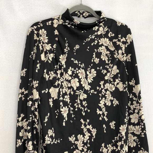 🔥Free People black Floral long sleeve Mini Dress - Picture 14 of 15